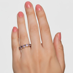 Chic Gold Vermeil Amethyst Ring - Half Eternity Design for casual elegance and memorable gifts on special occasions.