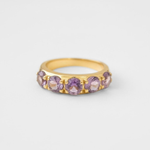 Gold Amethyst Ring - Half Eternity Gold Ring - Natural Amethyst Ring made in 18k Gold Vermeil. Ideal for everyday wear and perfect for birthday gifting and special occasions.