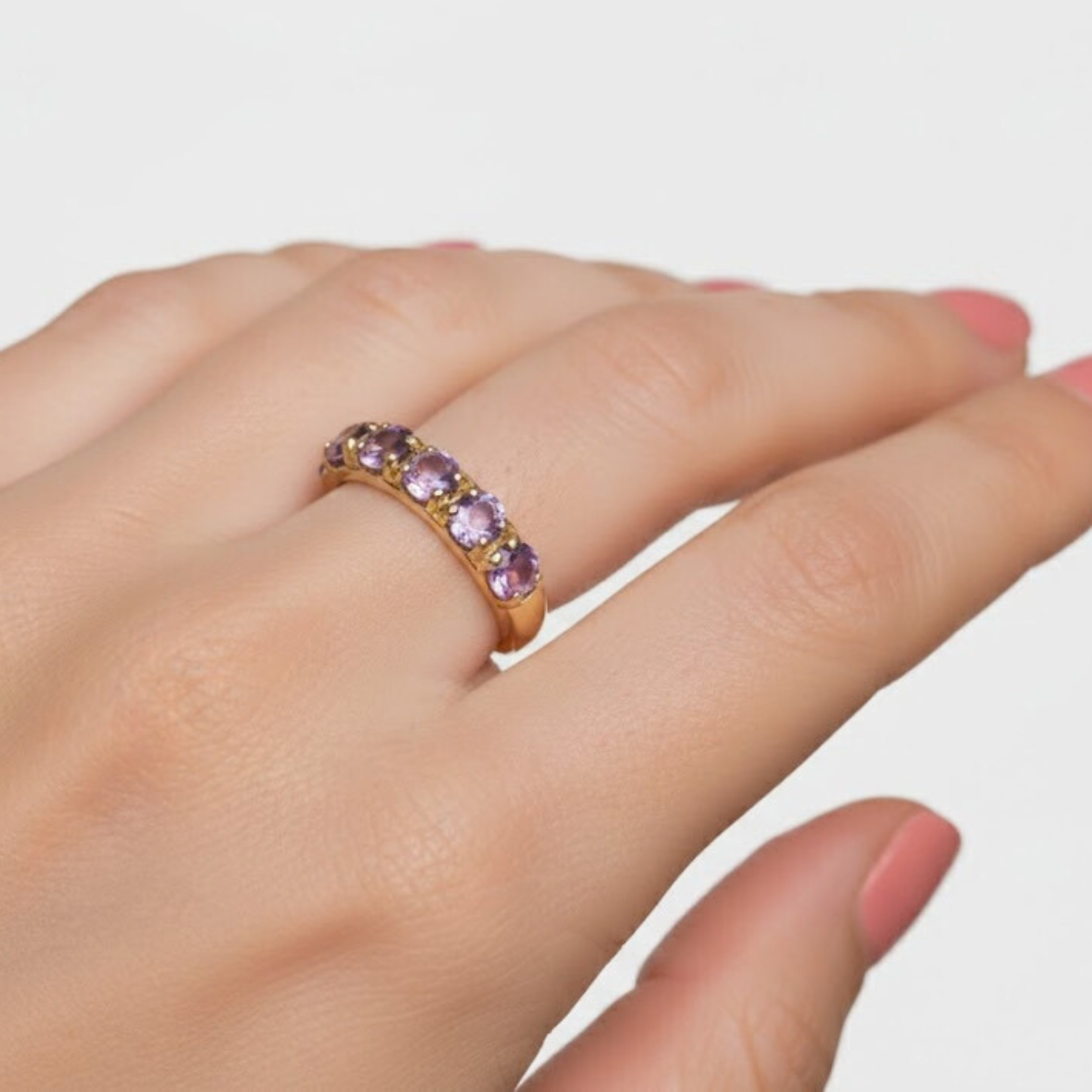 Elegant Gold Amethyst Ring in 18k Gold Vermeil - Ideal for daily wear and special birthday gifts.
