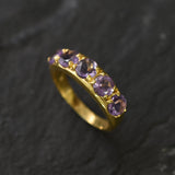 Gold Amethyst Ring, Natural Amethyst, Wide Band, February Birthstone, Sturdy Band, Purple Band, Gemstone Ring, Thick Ring, Gold Vermeil Ring