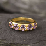 Gold Amethyst Ring, Natural Amethyst, Wide Band, February Birthstone, Sturdy Band, Purple Band, Gemstone Ring, Thick Ring, Gold Vermeil Ring