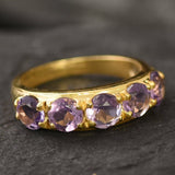 Gold Amethyst Ring, Natural Amethyst, Wide Band, February Birthstone, Sturdy Band, Purple Band, Gemstone Ring, Thick Ring, Gold Vermeil Ring