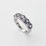 Amethyst Ring - Purple Eternity Ring - Wide Vintage Band