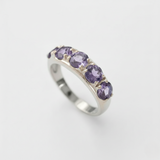 Amethyst Ring - Purple Eternity Ring - Wide Vintage Band