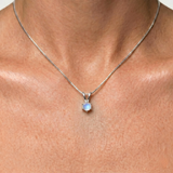 Dainty Moonstone Pendant - Natural Rainbow Moonstone - June Birthstone Necklace