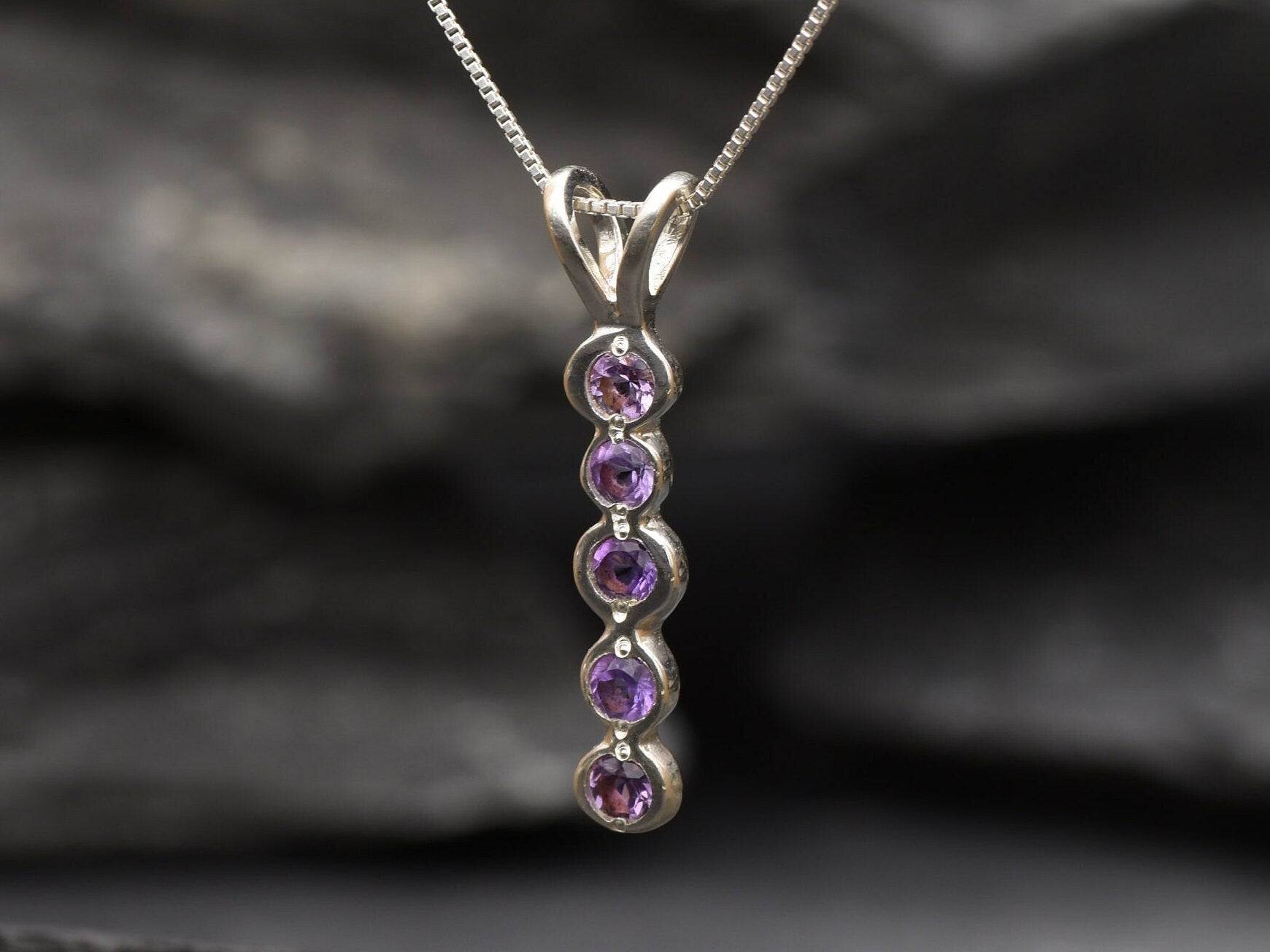 Amethyst Pendant, Natural Amethyst, February Birthstone, Bubble Pendant, Purple Pendant, Amethyst Necklace, Layering Necklace, 925 Silver