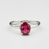 Stunning 925 Sterling Silver ring featuring an Oval Created Red Ruby, a meaningful July birthstone for cherished moments.