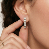 Diamond Drop Earrings - Vertical Silver Earrings - Long Diamond Earrings