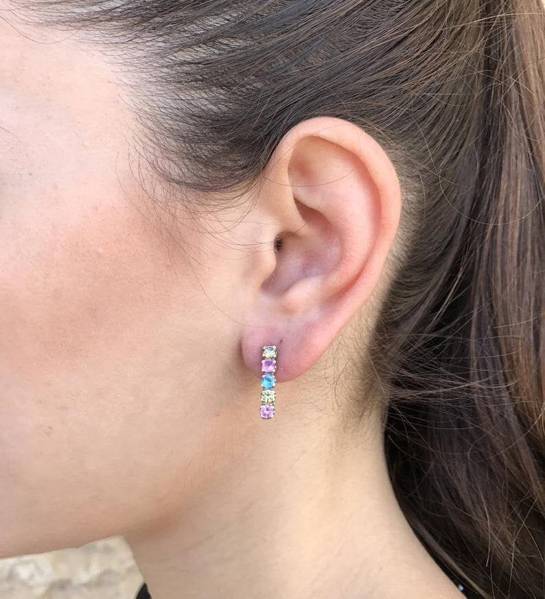 Diamond Earrings, Minimalist Diamond Earrings, Created Diamond, Diamond Bar Earrings, 925 Sterling Silver, Cubic Zirconia, Drop Earrings