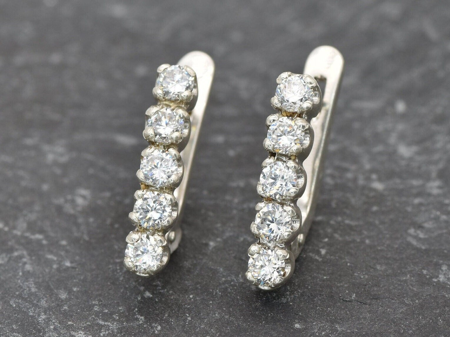 Diamond Earrings, Minimalist Diamond Earrings, Created Diamond, Diamond Bar Earrings, 925 Sterling Silver, Cubic Zirconia, Drop Earrings