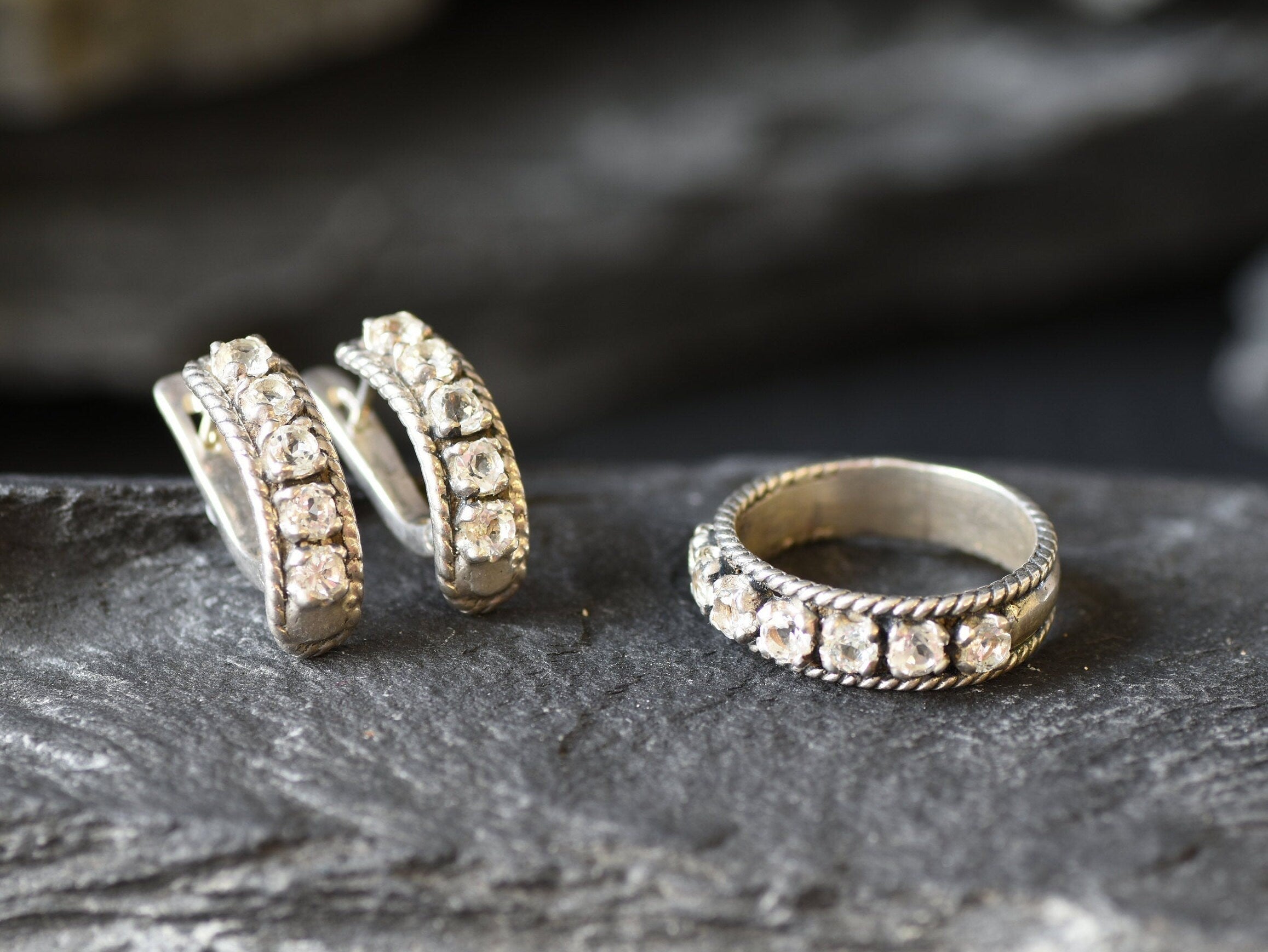 White Topaz Ring, Natural Topaz, White Topaz, December Birthstone, Stackable Ring, Topaz Band, Real Topaz Ring, Diamond Band, Wedding Ring