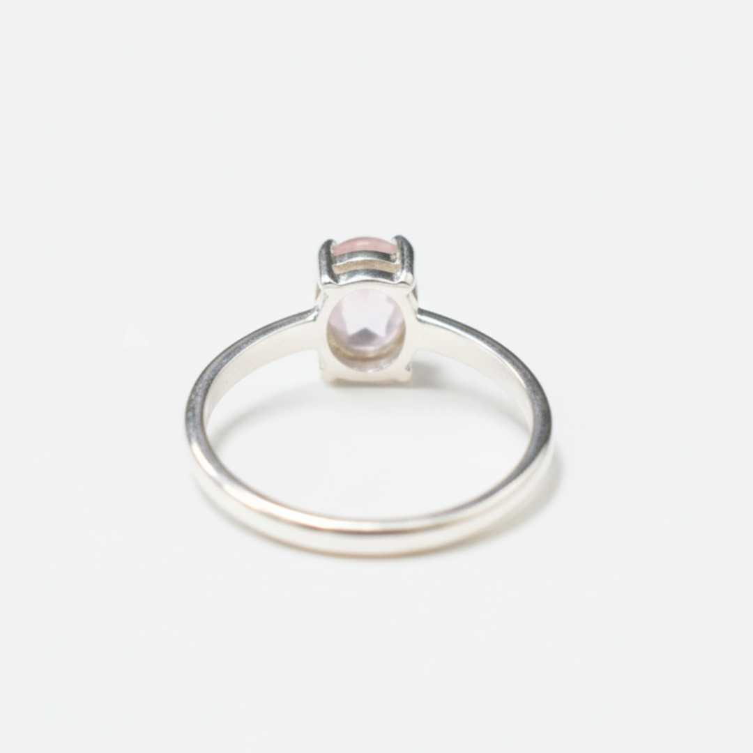 Rose Quartz Solitaire Ring in 925 Sterling Silver, a timeless piece for casual wear or as a thoughtful gift for loved ones.
