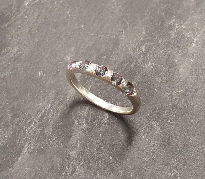Mystic Topaz Band, Natural Mystic Topaz, December Birthstone, Stackable Ring, Mystic Topaz Ring, Vintage Topaz Ring, Solid Silver Ring