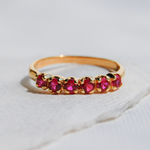 Beautifully crafted 18k Gold Vermeil Ruby Ring with Channel-Set Round Created Red Ruby, a perfect everyday accessory and gift choice.