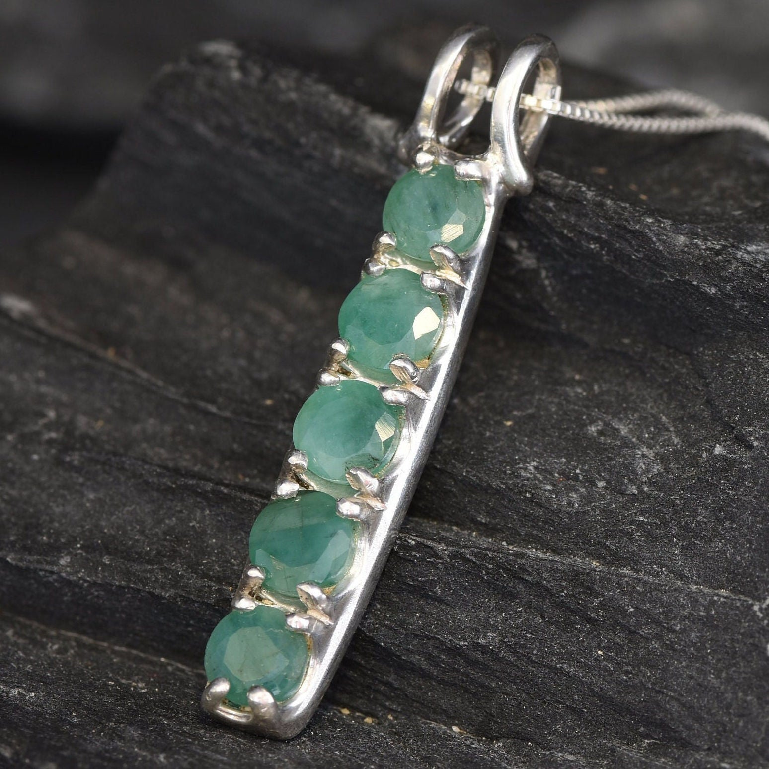 Natural Emerald Pendant made in 925 Sterling Silver with Round Natural Green Emerald in Prong setting, May Birthstone gift idea, symbolizes growth, harmony, and deep emotional healing, ideal for everyday wear and perfect for birthday gifting and special occasions.