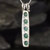 Emerald Pendant, Natural Emerald, Vertical Necklace, Long Drop Pendant, May Birthstone, Layering Necklace, Bohemian Pendant, Solid Silver