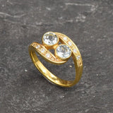 Blue Topaz Ring - Sky Blue Ring - Two Stone Ring