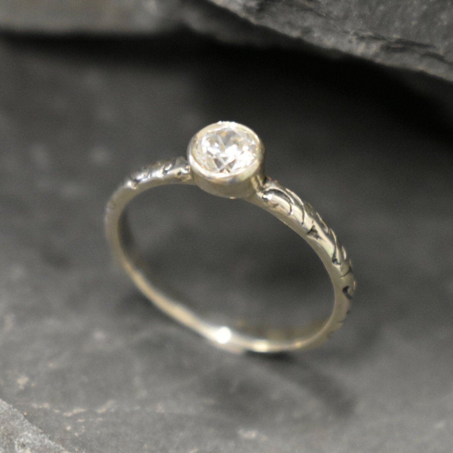 Diamond Ring, Created Diamond, Silver Tribal Ring, Vintage Diamond Ring, Clear Diamond Ring, Sparkly Ring, Promise Ring, Solid Silver Ring