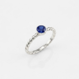 Sapphire Ring - Round Blue Ring - Twisted Silver Band