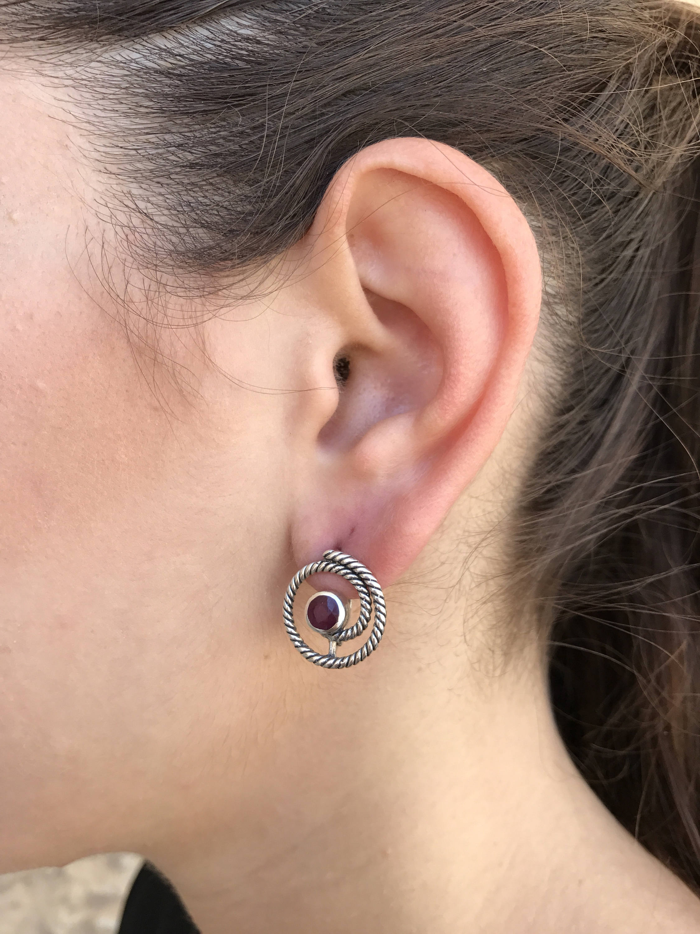 Amethyst Studs, Infinity Earrings, Natural Amethyst, Round Studs, February Birthstone, Swirl Studs, Dainty Spiral Earrings, Silver Earrings