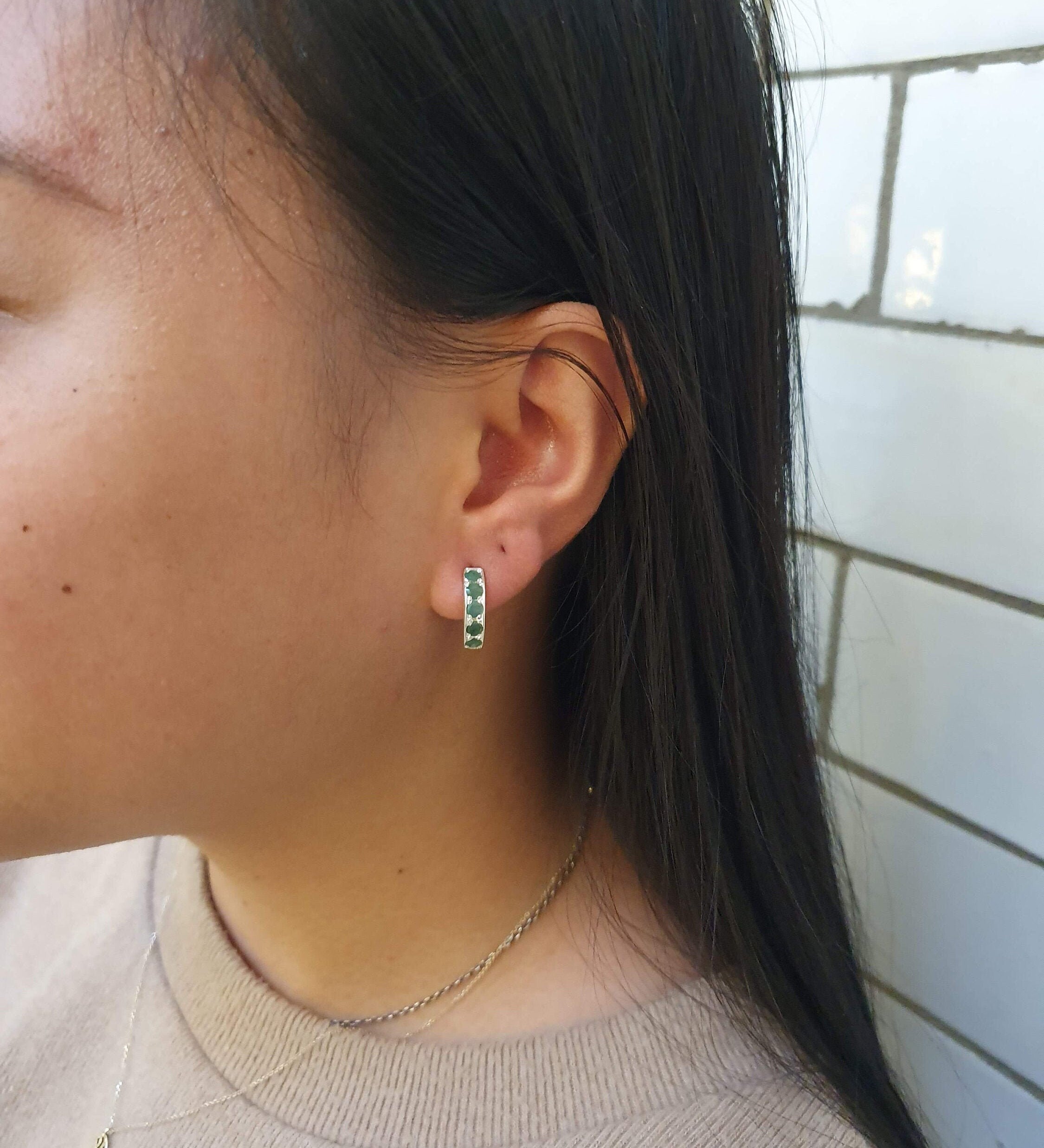 Opal Earrings, Natural Opal Studs, Dainty Hoops, October Birthstone, Fire Opal Hoops, Hoop Earrings, Opal Huggies, Sterling Silver Earrings