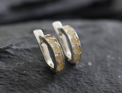 Opal Earrings, Natural Opal Studs, Dainty Hoops, October Birthstone, Fire Opal Hoops, Hoop Earrings, Opal Huggies, Sterling Silver Earrings