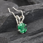 Stunning Created Emerald Pendant in 925 Sterling Silver, ideal for everyday wear and meaningful May birthday celebrations.