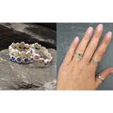 Sapphire Ring - Blue Eternity Ring - Vintage Bubble Ring