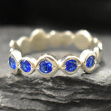 Sapphire Ring - Blue Eternity Ring - Vintage Bubble Ring