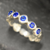 Sapphire Ring - Blue Eternity Ring - Vintage Bubble Ring