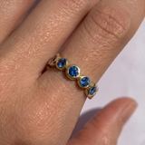18k gold vermeil sapphire ring, round created blue sapphire flush setting, September birthstone—ideal everyday birthday gift