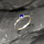 Sapphire Ring, Created Sapphire, Dainty Ring, Blue Sapphire Solitaire, Stackable Ring, Vintage Ring, Royal Blue Ring, Solid Silver Ring