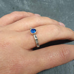 Sapphire Ring, Created Sapphire, Dainty Ring, Blue Sapphire Solitaire, Stackable Ring, Vintage Ring, Royal Blue Ring, Solid Silver Ring