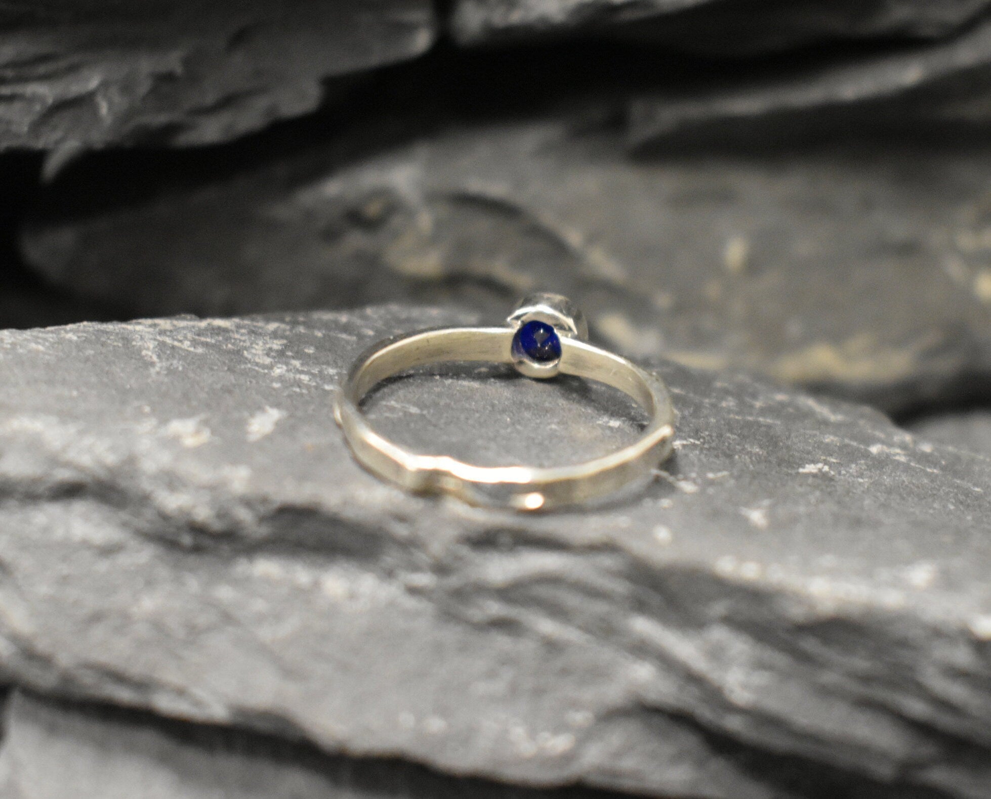 Sapphire Ring, Created Sapphire, Dainty Ring, Blue Sapphire Solitaire, Stackable Ring, Vintage Ring, Royal Blue Ring, Solid Silver Ring