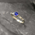 Sapphire Ring, Created Sapphire, Dainty Ring, Blue Sapphire Solitaire, Stackable Ring, Vintage Ring, Royal Blue Ring, Solid Silver Ring