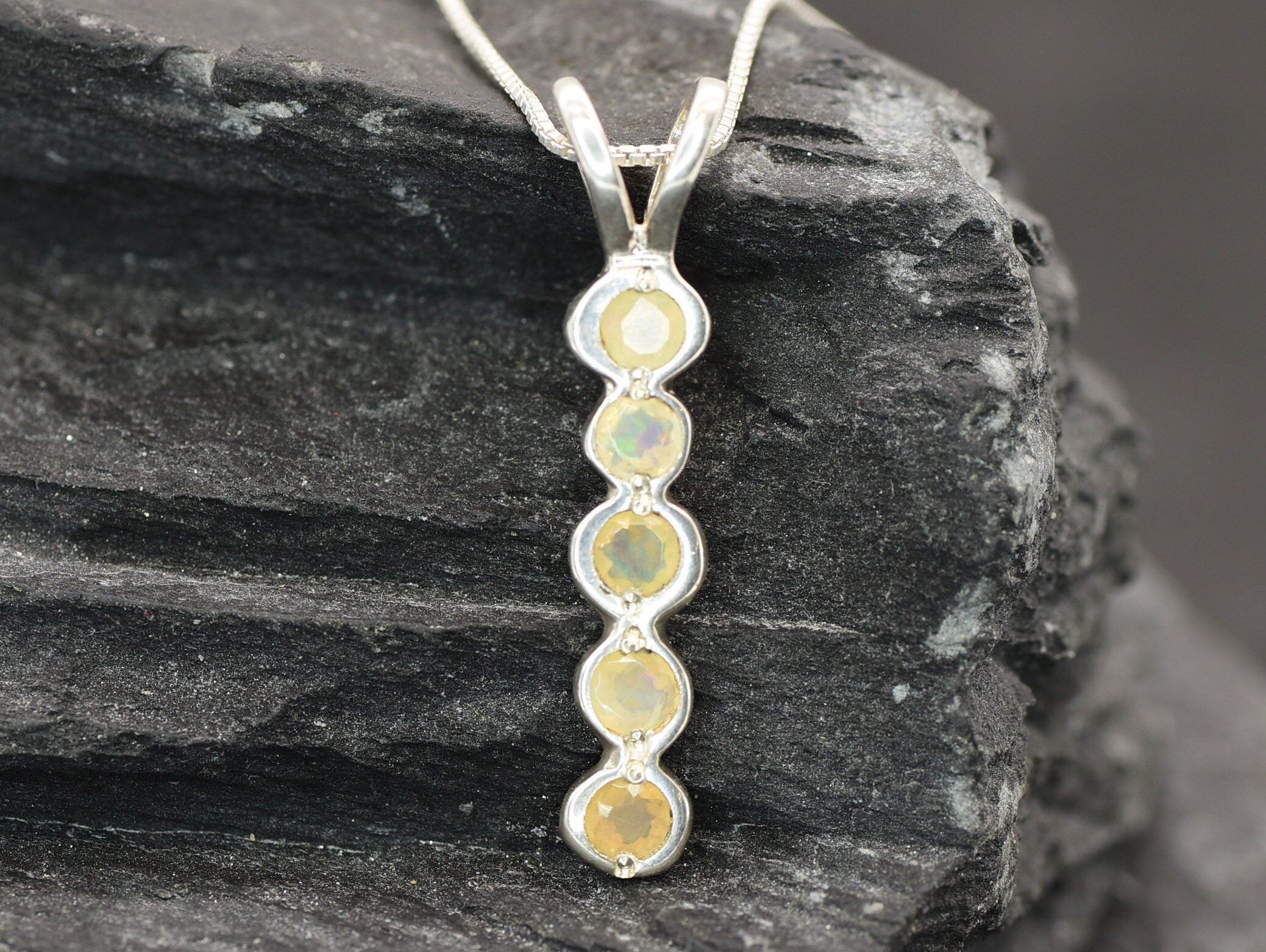 Fire Opal Pendant, Natural Opal, October Pendant, Opal Pendant, Cluster Pendant, Round Opal Pendant, Opal Necklace, Bubble Pendant, Silver