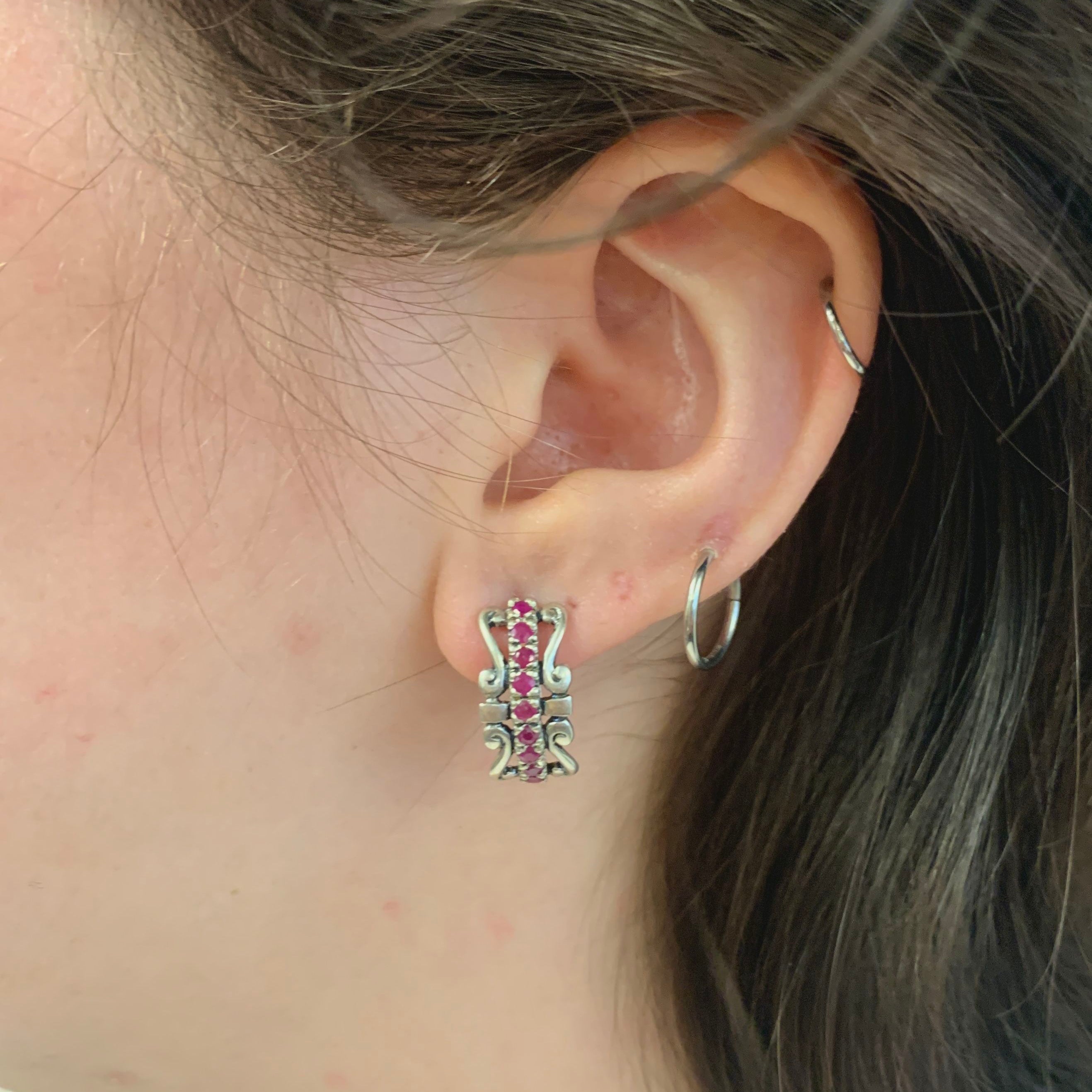 Elegant 925 Sterling Silver earrings with Round Natural Red Ruby, perfect for July birthdays and special occasions.