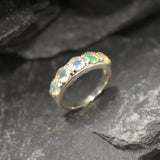 White Opal Band - Natural Ethiopian Opal, October Birthstone Ring