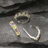 Mutistone Band, Thick Band, Statement Topaz Ring, Wide Band, Birthstone Ring, Sturdy Band, Solid Silver Ring, Peridot, Amethyst, Citrine