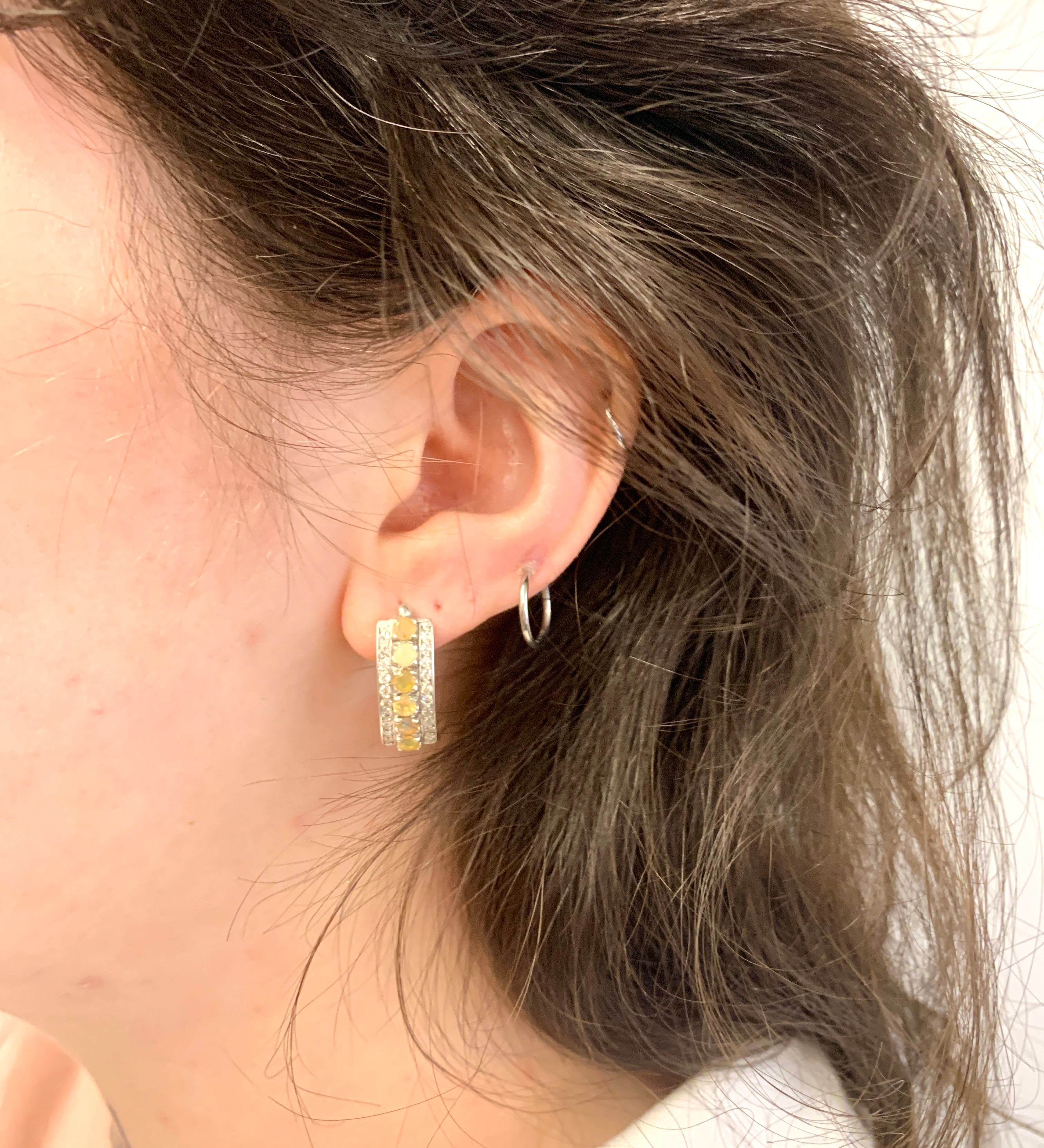 Opal Earrings, Victorian Earrings, Fire Opal Earrings, October Birthstone, Ethiopian Opal, Vintage Earrings, Fire Opal Studs, Genuine Opal