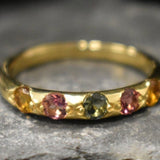 Tourmaline Gold Band, Natural Tourmaline Ring, Stackable Tourmaline Ring