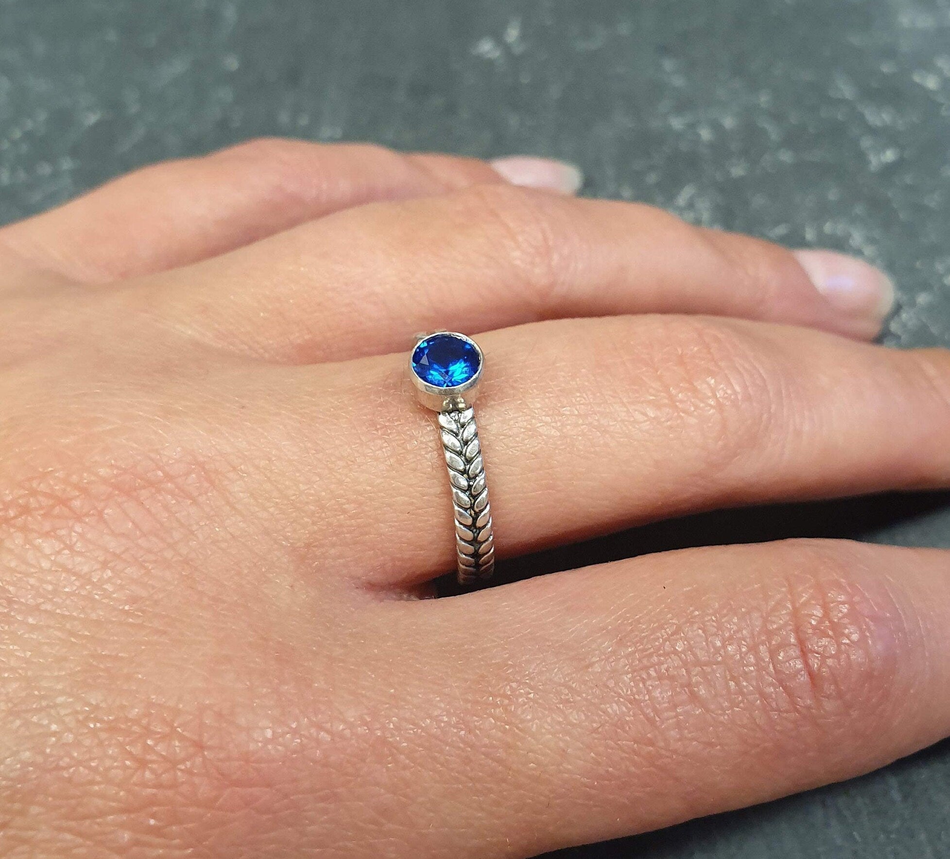 Created Sapphire Ring in 925 Sterling Silver with Blue Sapphire, perfect September birthstone gift for special occasions.