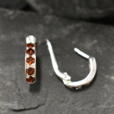 Red Garnet Huggies - Natural Garnet Earrings, January Birthstone