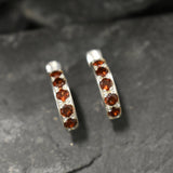 Red Garnet Huggies - Natural Garnet Earrings, January Birthstone