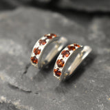 Red Garnet Huggies - Natural Garnet Earrings, January Birthstone