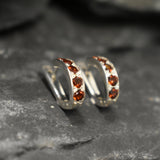 Red Garnet Huggies - Natural Garnet Earrings, January Birthstone