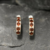 Red Garnet Huggies - Natural Garnet Earrings, January Birthstone