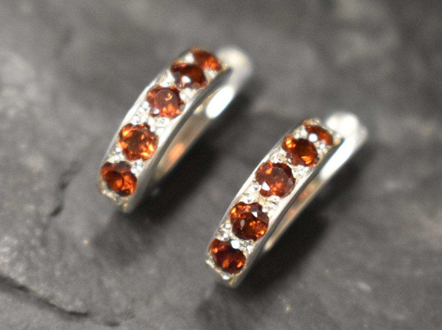 Garnet Earrings, Natural Garnet, January Birthstone, Red Diamond Earrings, Wave Earrings, Red Earrings, Red Studs, 925 Silver Ring, Garnet