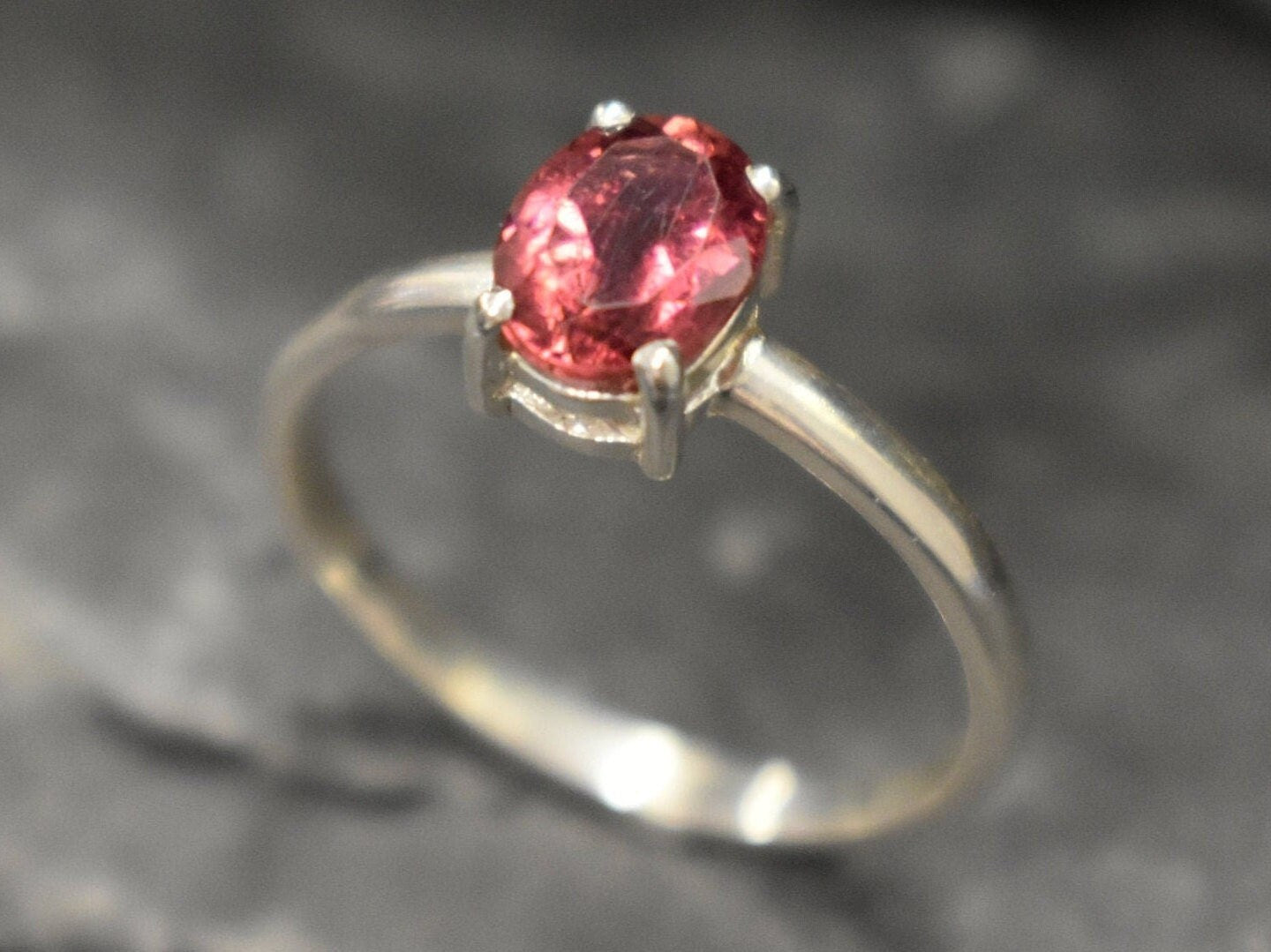 Pink Tourmaline Ring, Natural Tourmaline, October Birthstone, Pink Solitaire Ring, Pink Diamond Ring, Tourmaline Ring, Solid Silver Ring