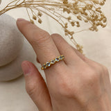 Gold Blue Topaz Ring - Natural Blue Topaz Ring, Half Eternity Topaz Ring